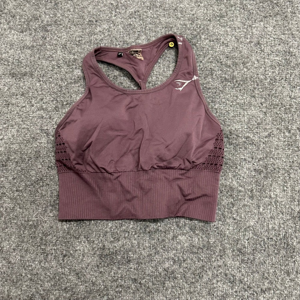 Gymshark Sports Bra Womens Size S Purple Energy Seamless Racerback Perforated